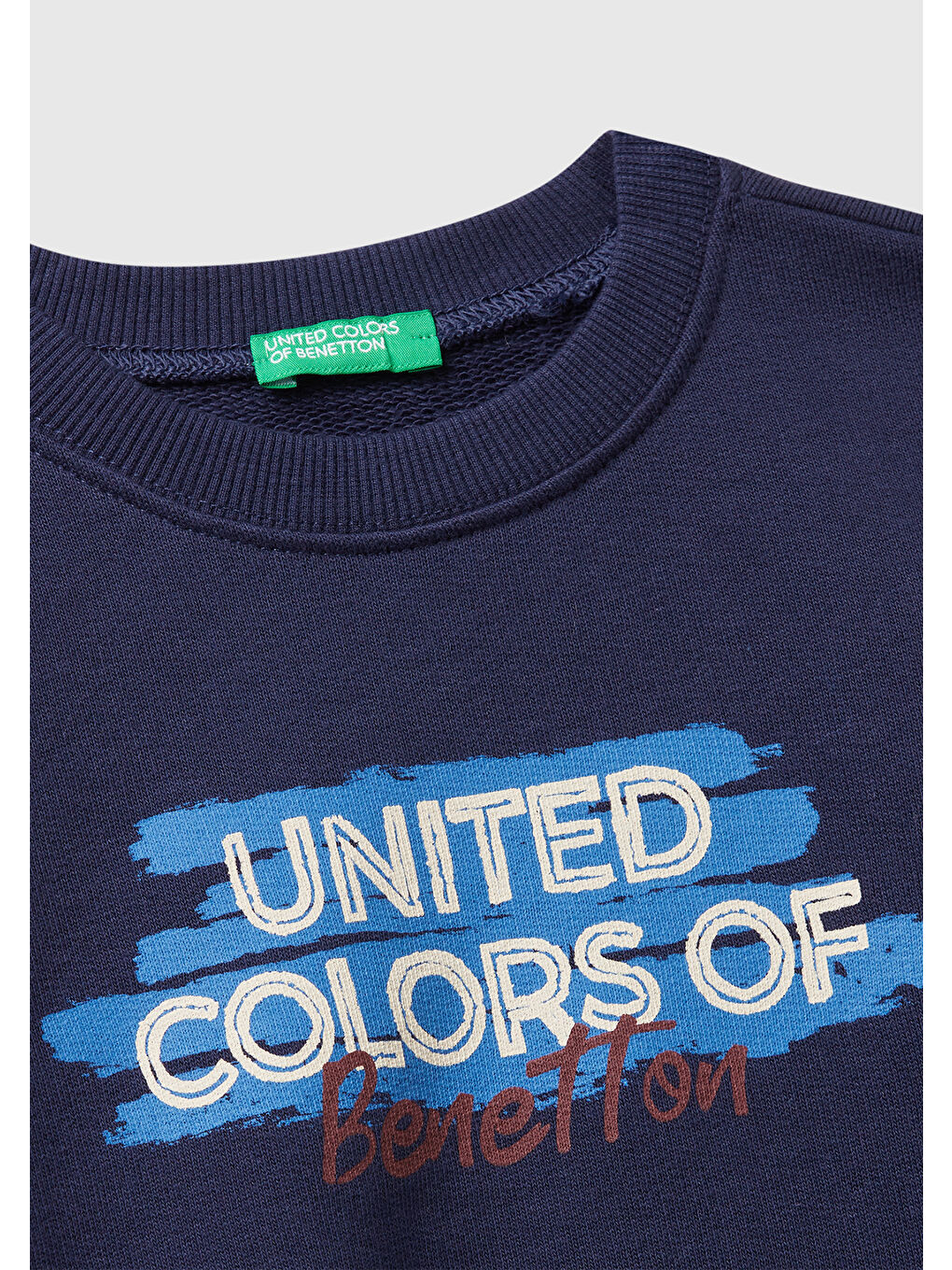 Erkek Çocuk Lacivert Önü Logo Baskılı Bisiklet Yaka Sweatshirt-2