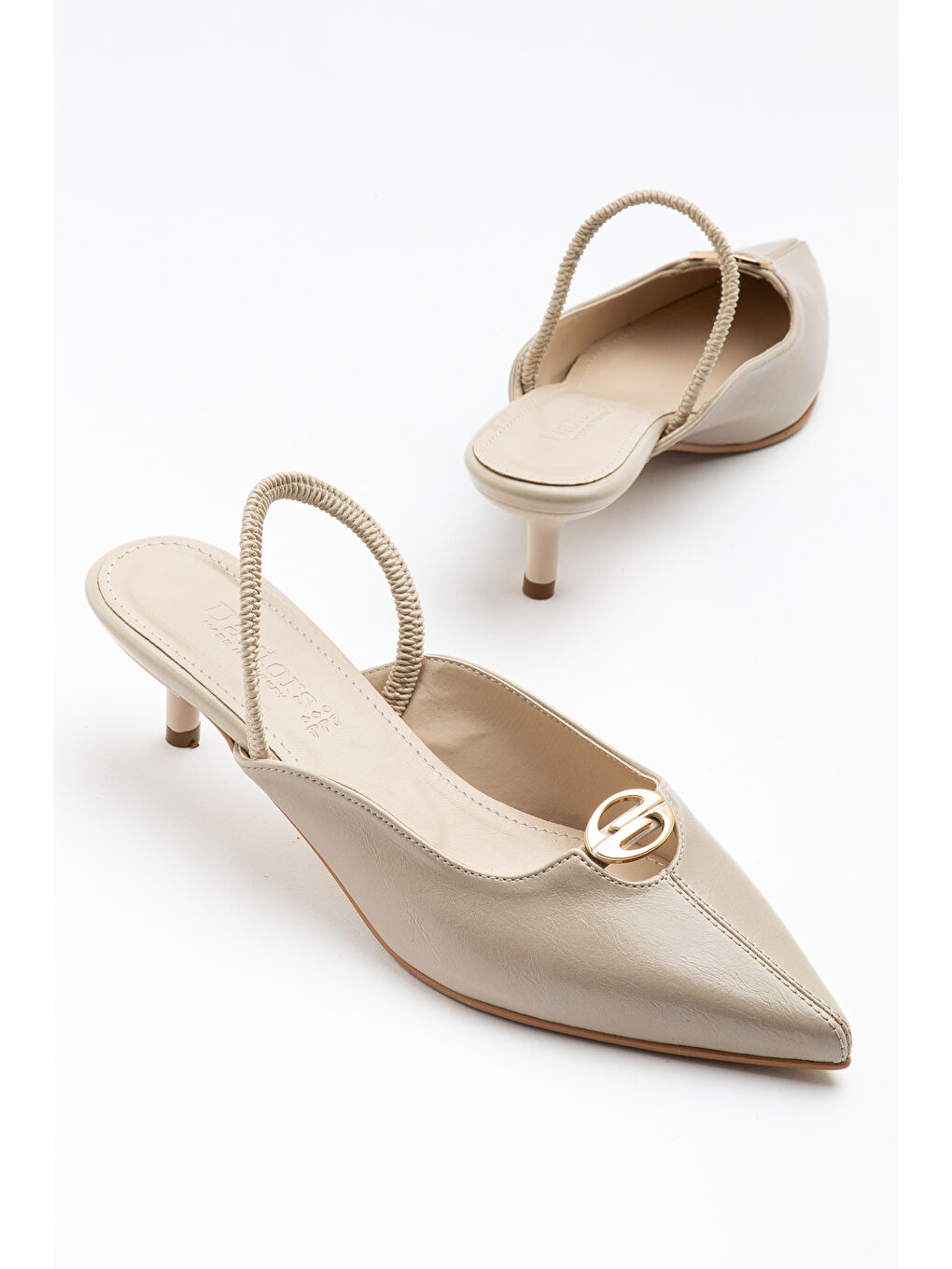 Bej D0519 Günlük Ortopedik Kadın Klasik Topuklu Ayakkabı-2