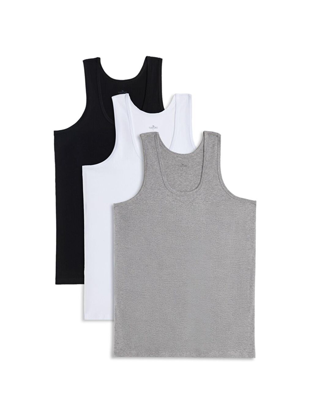 Karışık 3 Adet Compact Penye Siyah-Beyaz-Gri Erkek Atlet Pamuklu Standart Fit Normal Kesim 3'Lü Paket