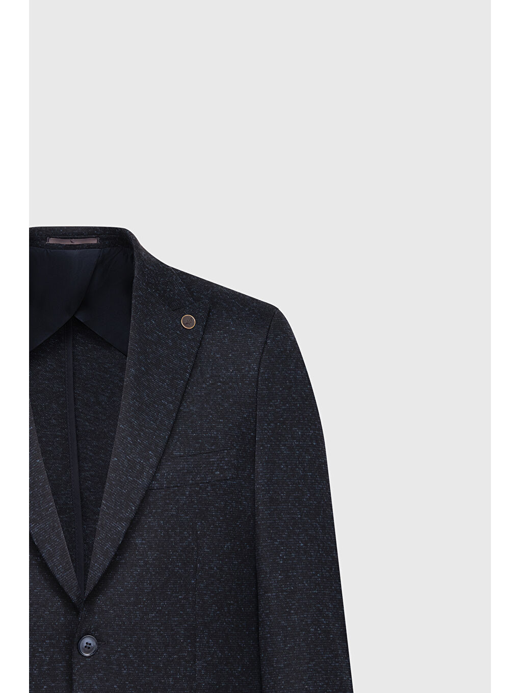 Erkek Lacivert Yünlü Regular Fit Rahat Kesim Kırlangıç Yaka Armürlü Kapak Cepli Ceket-6