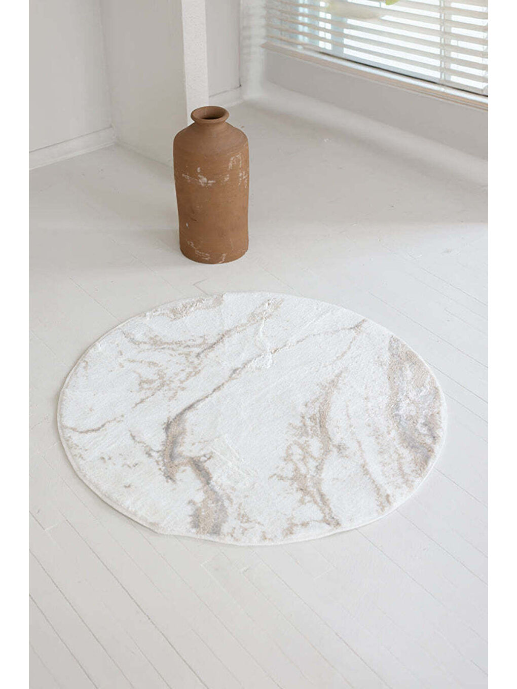 Marmera Yuvarlak Banyo Paspası 70x70 Bej