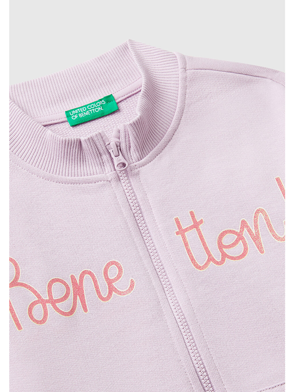 Kız Çocuk Lila Simli Logo Baskılı Fermuarlı Ribanalı Regular Fit Sweatshirt-2