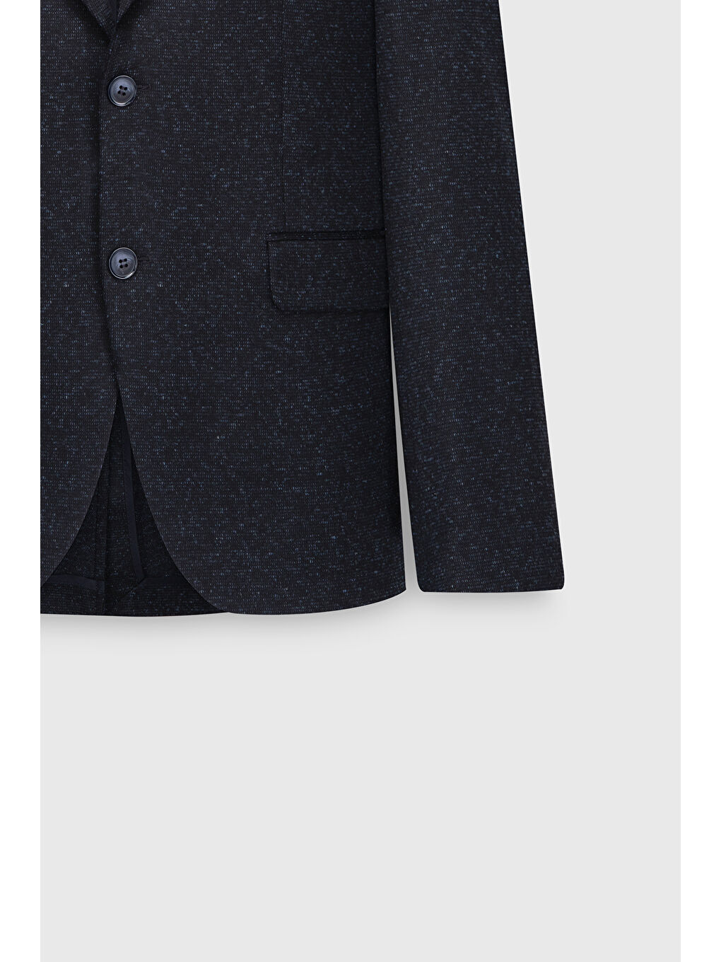 Erkek Lacivert Yünlü Regular Fit Rahat Kesim Kırlangıç Yaka Armürlü Kapak Cepli Ceket-7