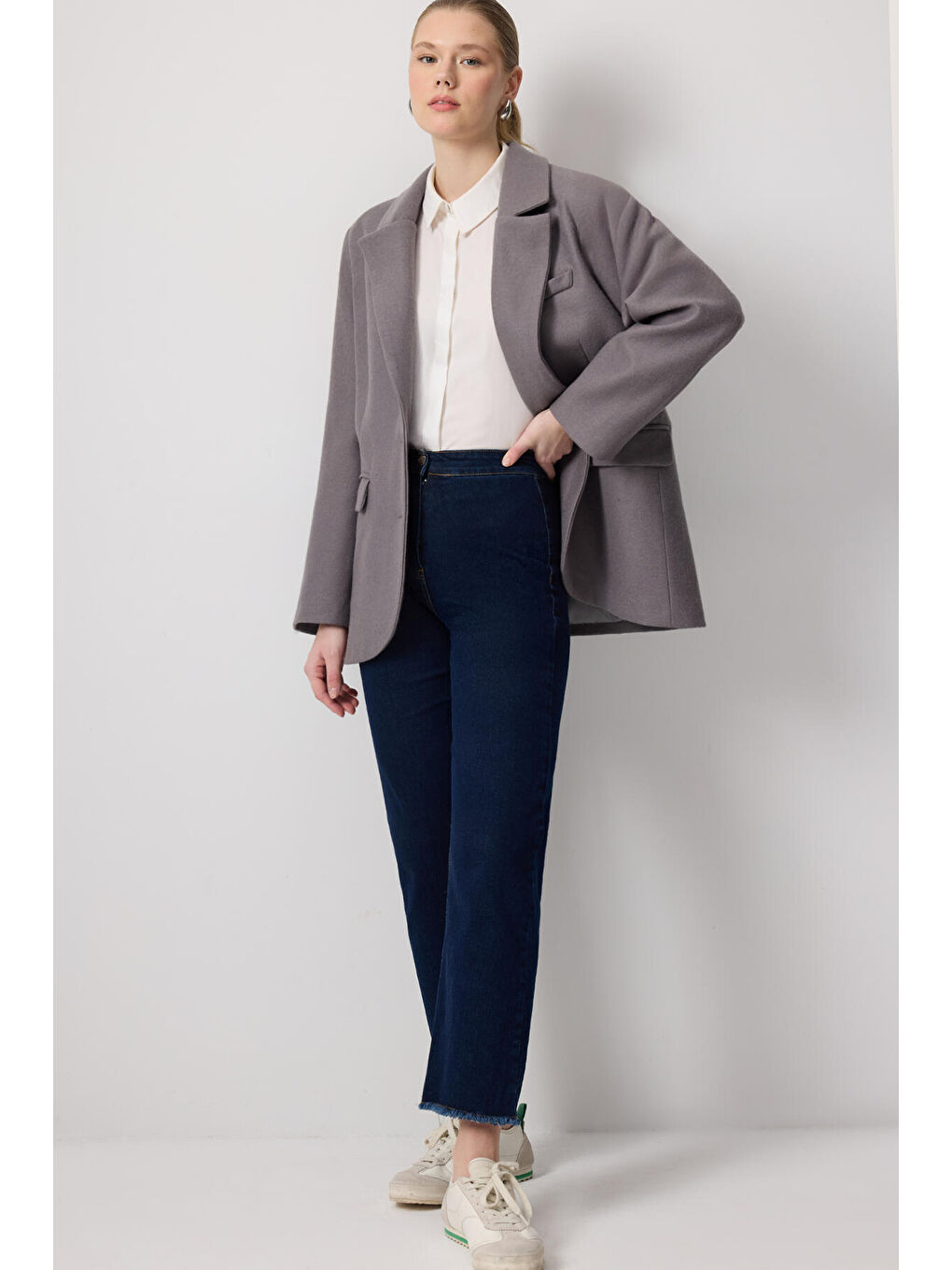 Antrasit Kaşe Blazer Ceket