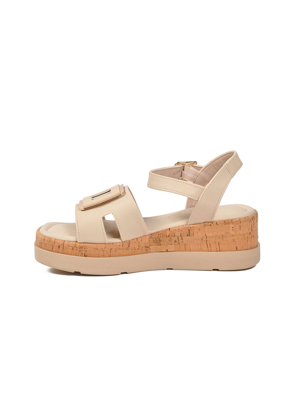 Kadın Bej Hafif Topuklu Sandalet 35181 G-3