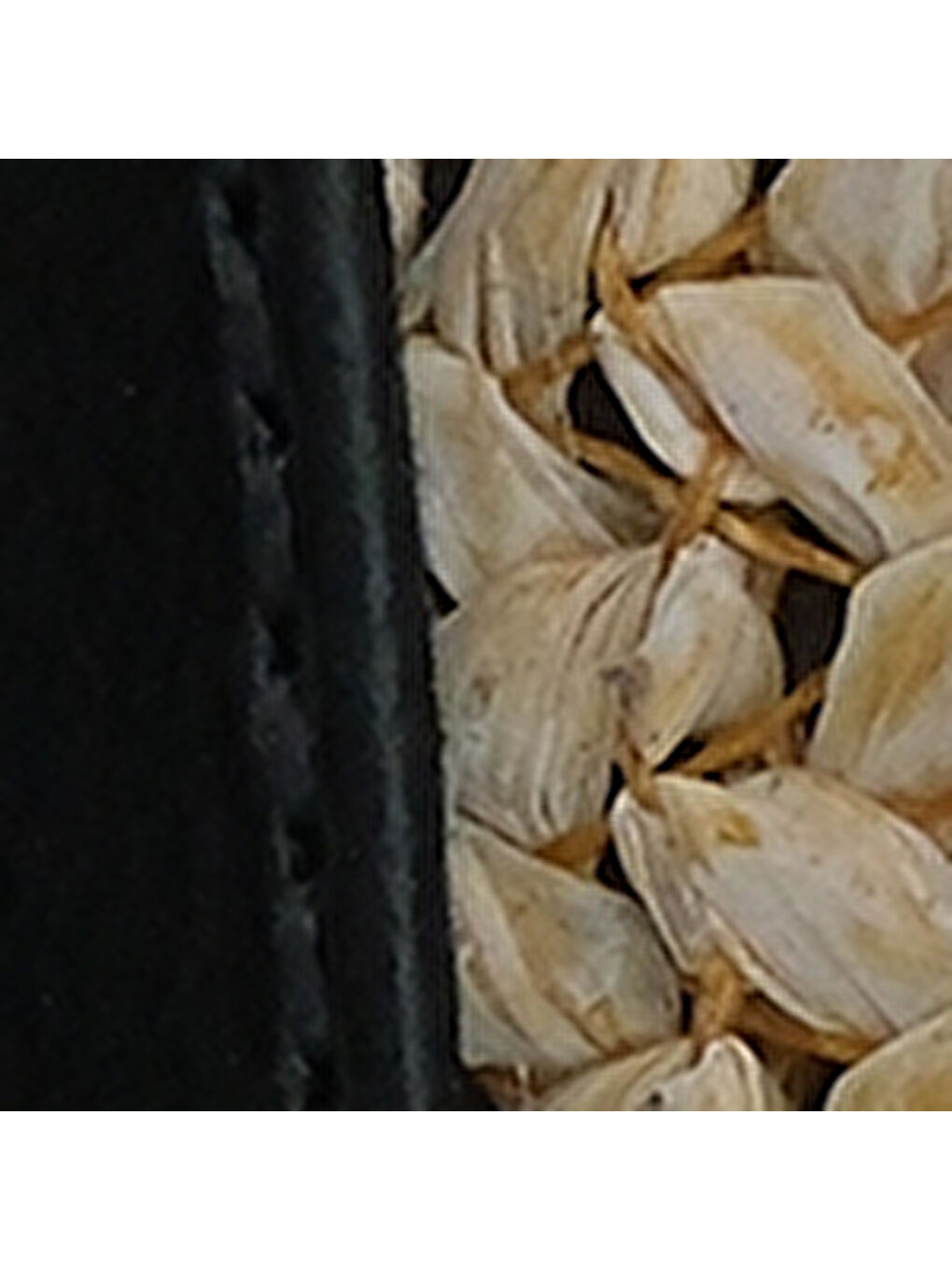 Siyah Natalie Hasır Orta Topuklu Ahşap Tokalı Kadın Terlik-6