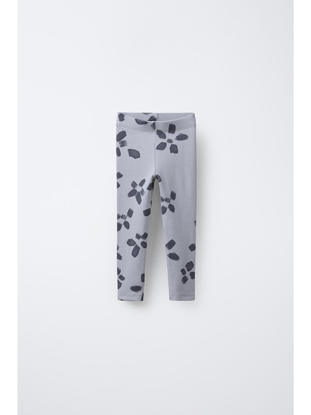 Kız Çocuk Pamuklu Gri Çiçek Desenli Sweatshirt Ve Tayt Takım - Rahat Kesim, Fırfır Detaylı-3