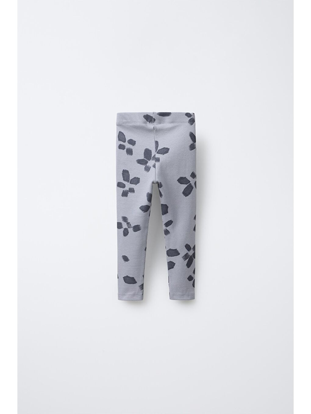 Kız Çocuk Pamuklu Gri Çiçek Desenli Sweatshirt Ve Tayt Takım - Rahat Kesim, Fırfır Detaylı-4