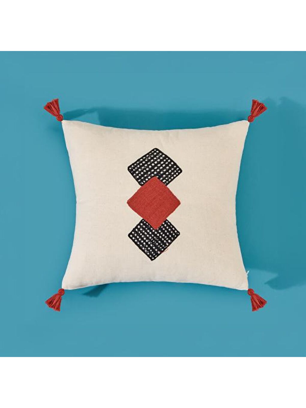 Soft Molde Püsküllü Kırlent - Ekru - 40x40 cm-3