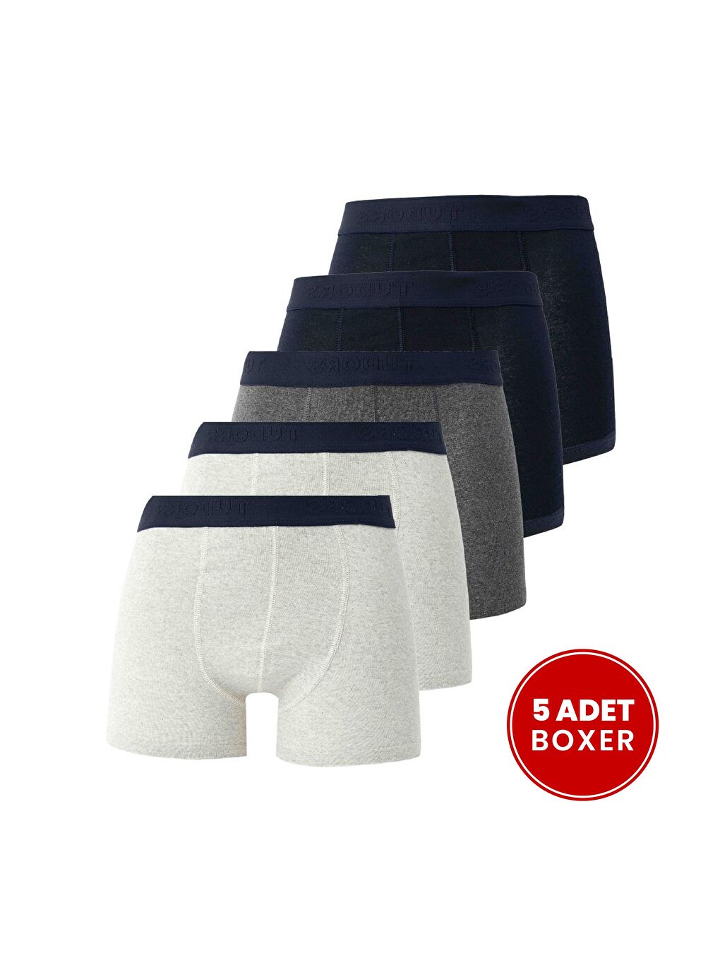 Karışık Erkek 5'Li Pamuklu Elastanlı Esnek Kumaş Boxer