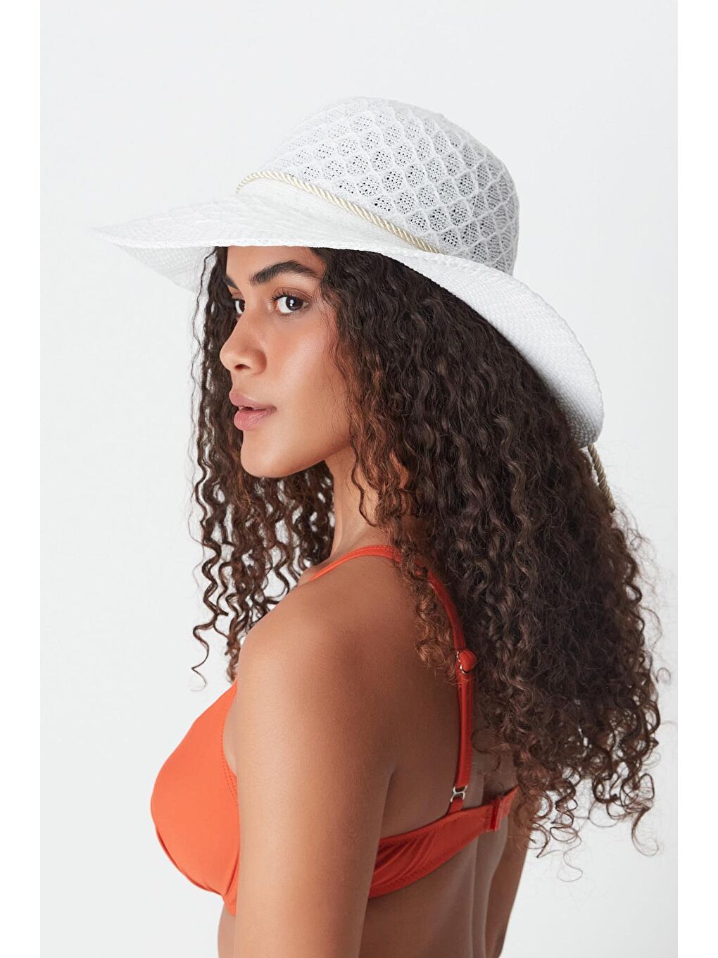 Merserize Plaj Şapkası T24740-03 Beyaz