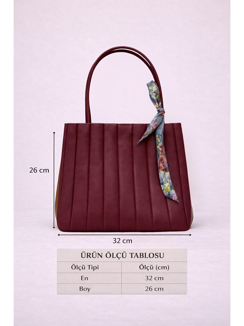 Bordo Kadın Piliseli Omuz Çantası ve Cüzdan Seti - Desenli Eşarp Detaylı El ve Kol Çantası 12677-4