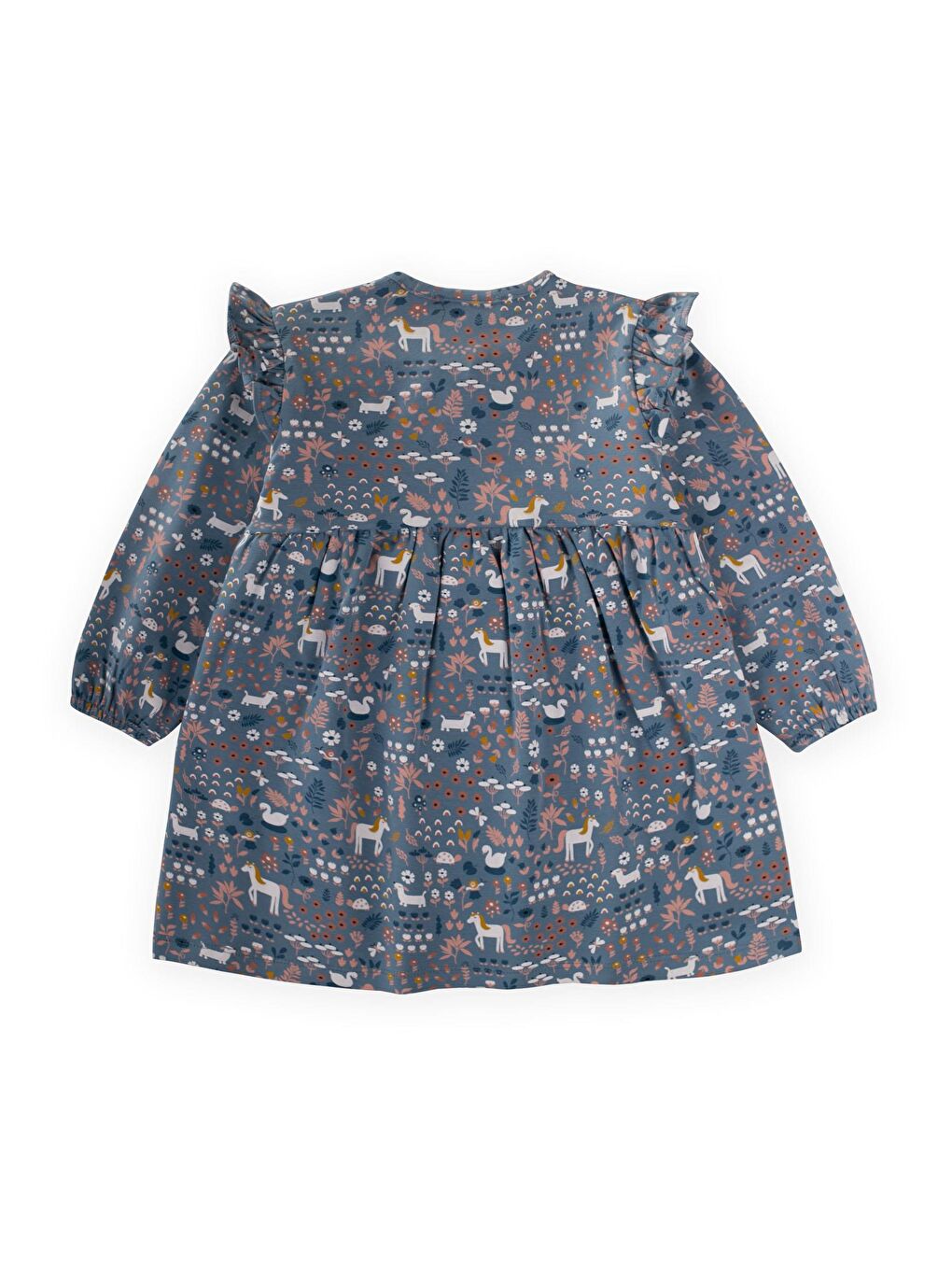 Desenli Mevsimlik Elbise 1-7 Yaş İndigo Mavi-1