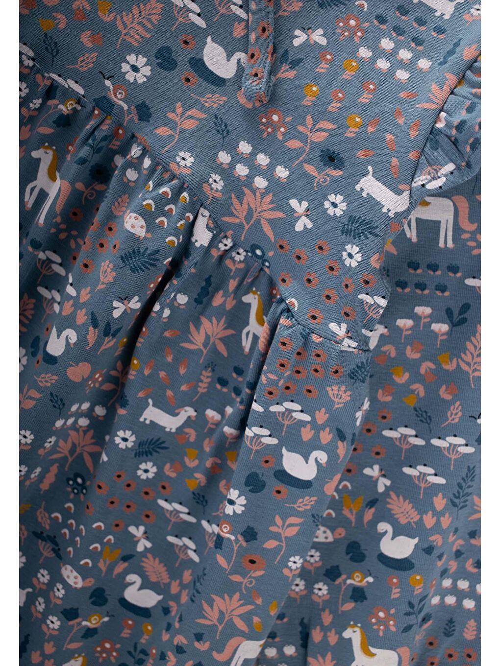 Desenli Mevsimlik Elbise 1-7 Yaş İndigo Mavi-2