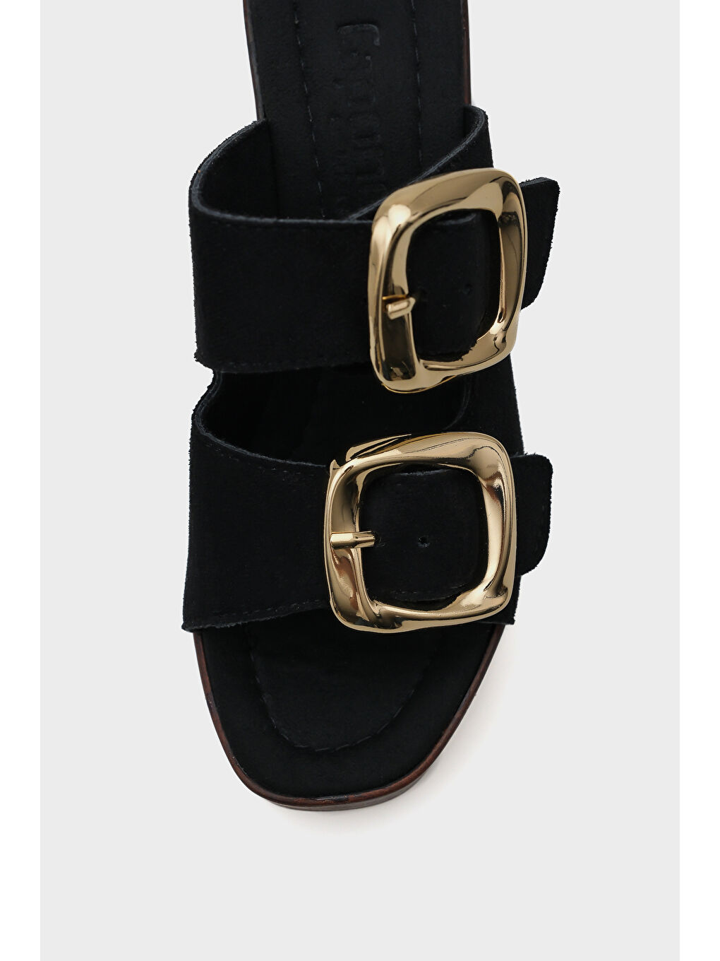 Siyah Marje Platform Süet Tek Bantlı Kadın Terlik-2