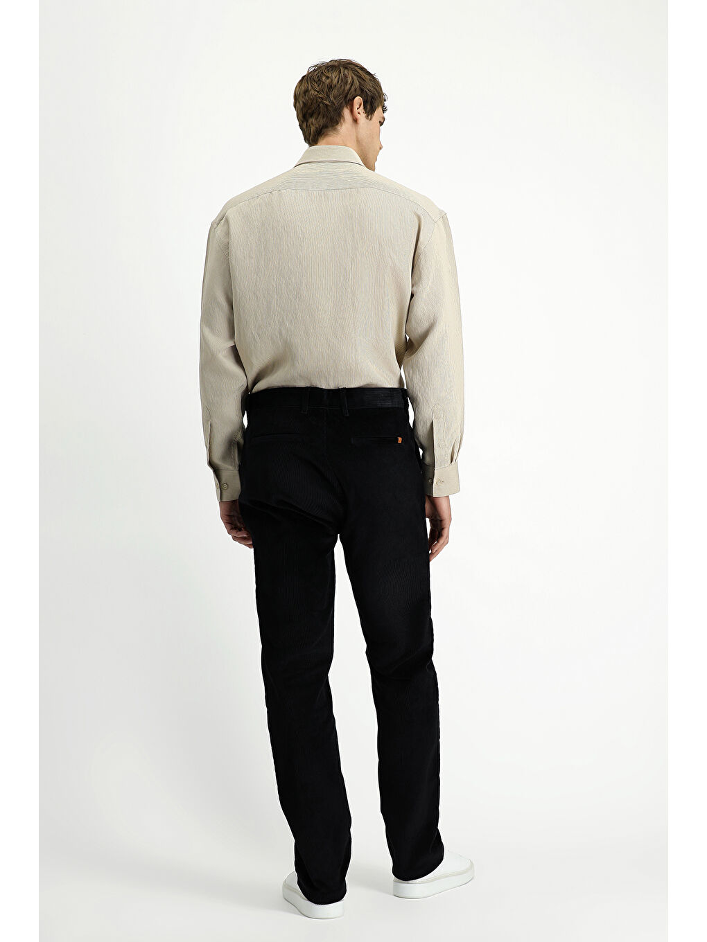 Siyah Relaxed Fit Rahat Kesim Elastanlı Kadife Pantolon-4