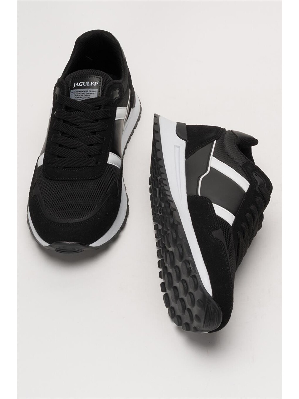 Siyah Erkek Ortopedik Günlük Yürüyüş Koşu Sneaker Spor Ayakkabı Sİyah - Beyaz-6
