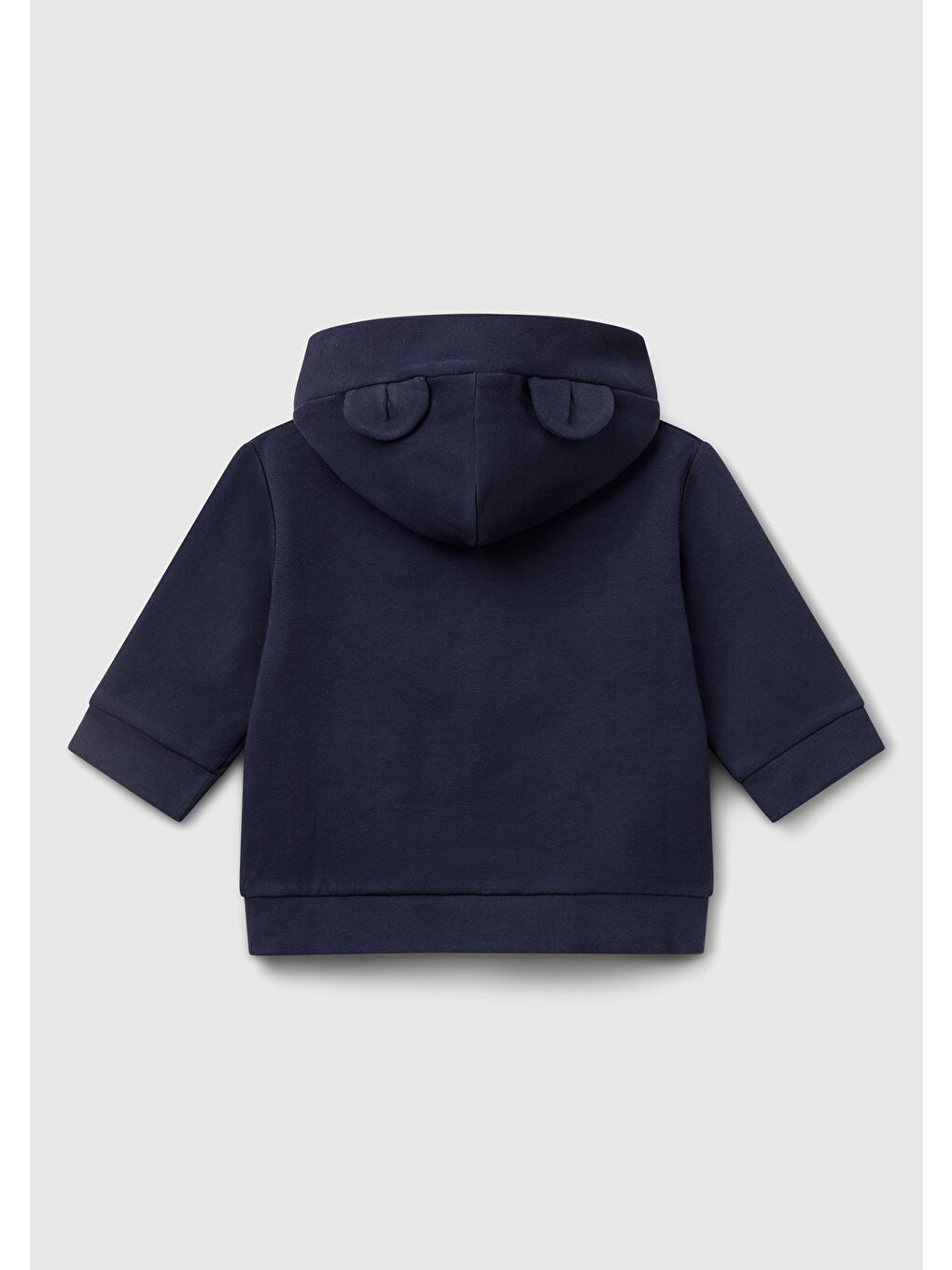 Bebek Lacivert Logo Etiketli Fermuarlı Kulaklı Kapüşonlu Sweatshirt-1