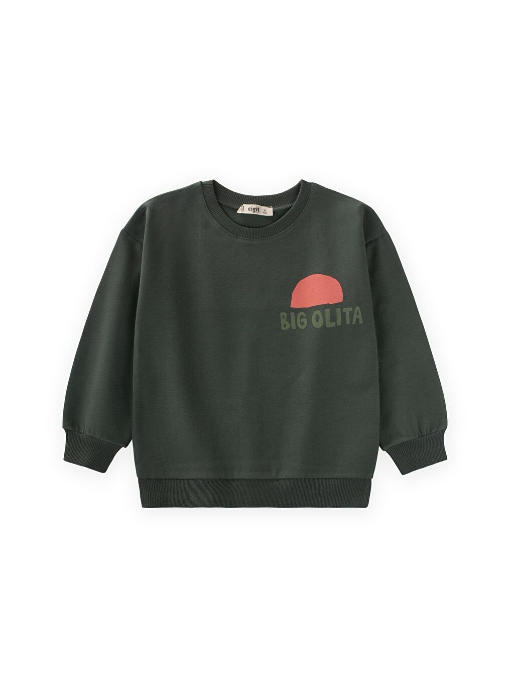 Bıg Olıta Baskılı Sweatshirt 2-10 Yaş Haki Yeşil