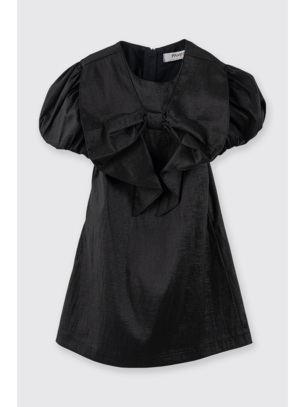 Kız Bebek Fiyonk Detaylı Abiye Siyah Parti Elbisesi