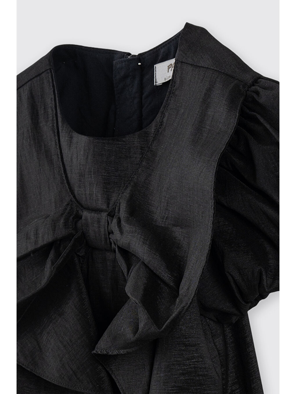 Kız Bebek Fiyonk Detaylı Abiye Siyah Parti Elbisesi-1