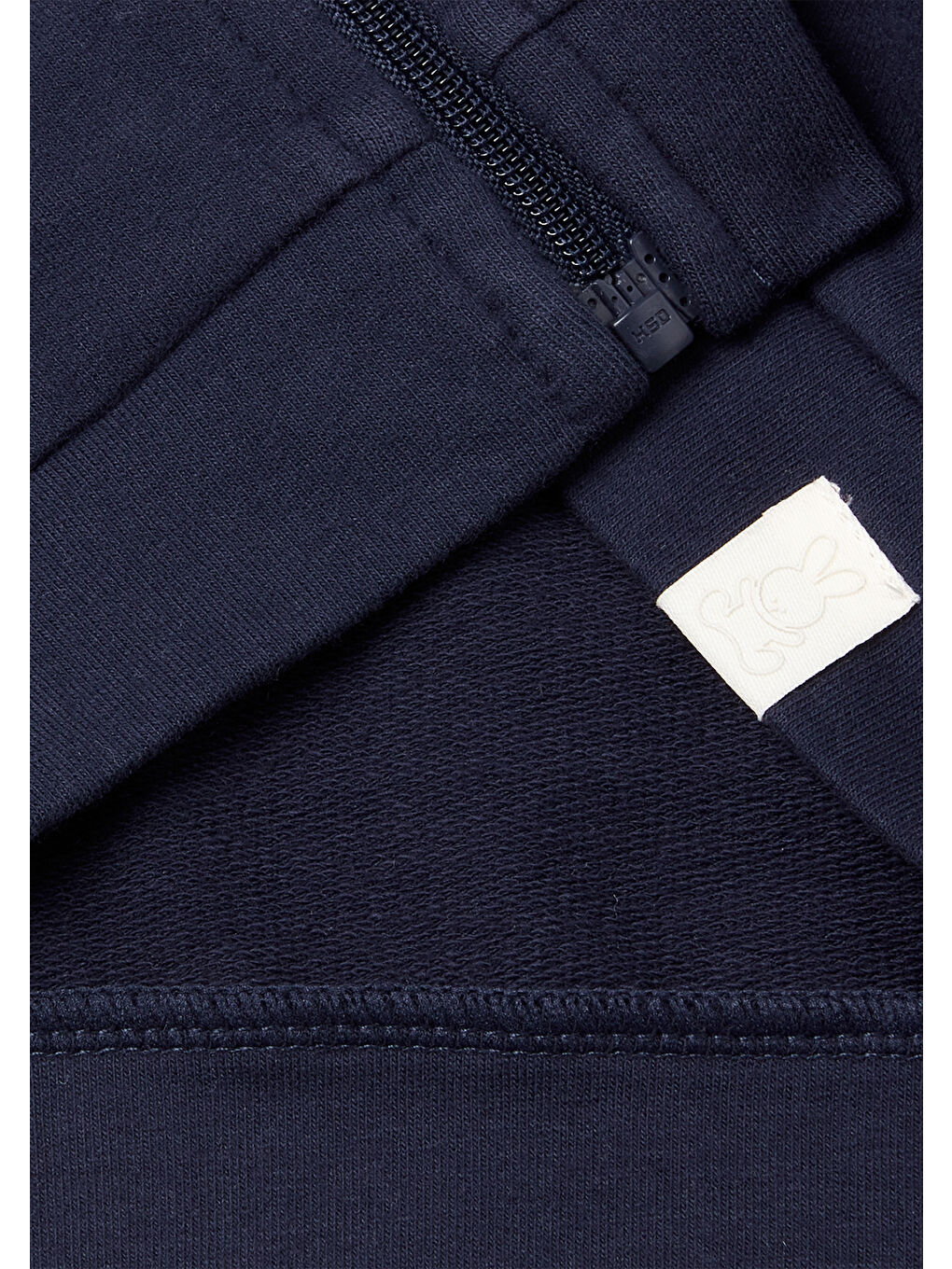 Bebek Lacivert Logo Etiketli Fermuarlı Kulaklı Kapüşonlu Sweatshirt-2