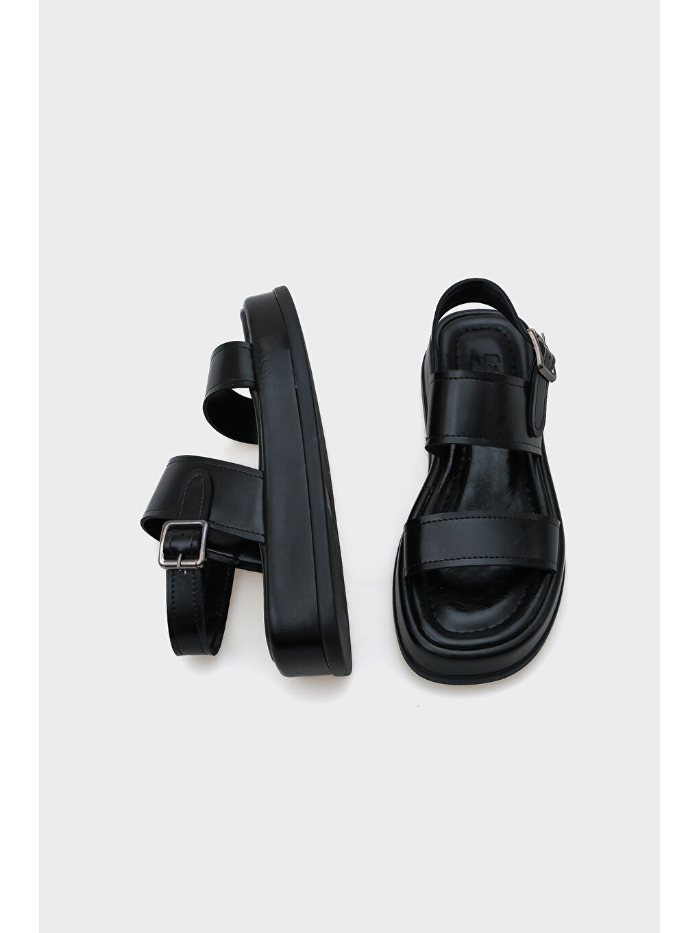 Siyah Marris Tek Bantlı Dolgu Topuklu Konfor Kadın Sandalet-1