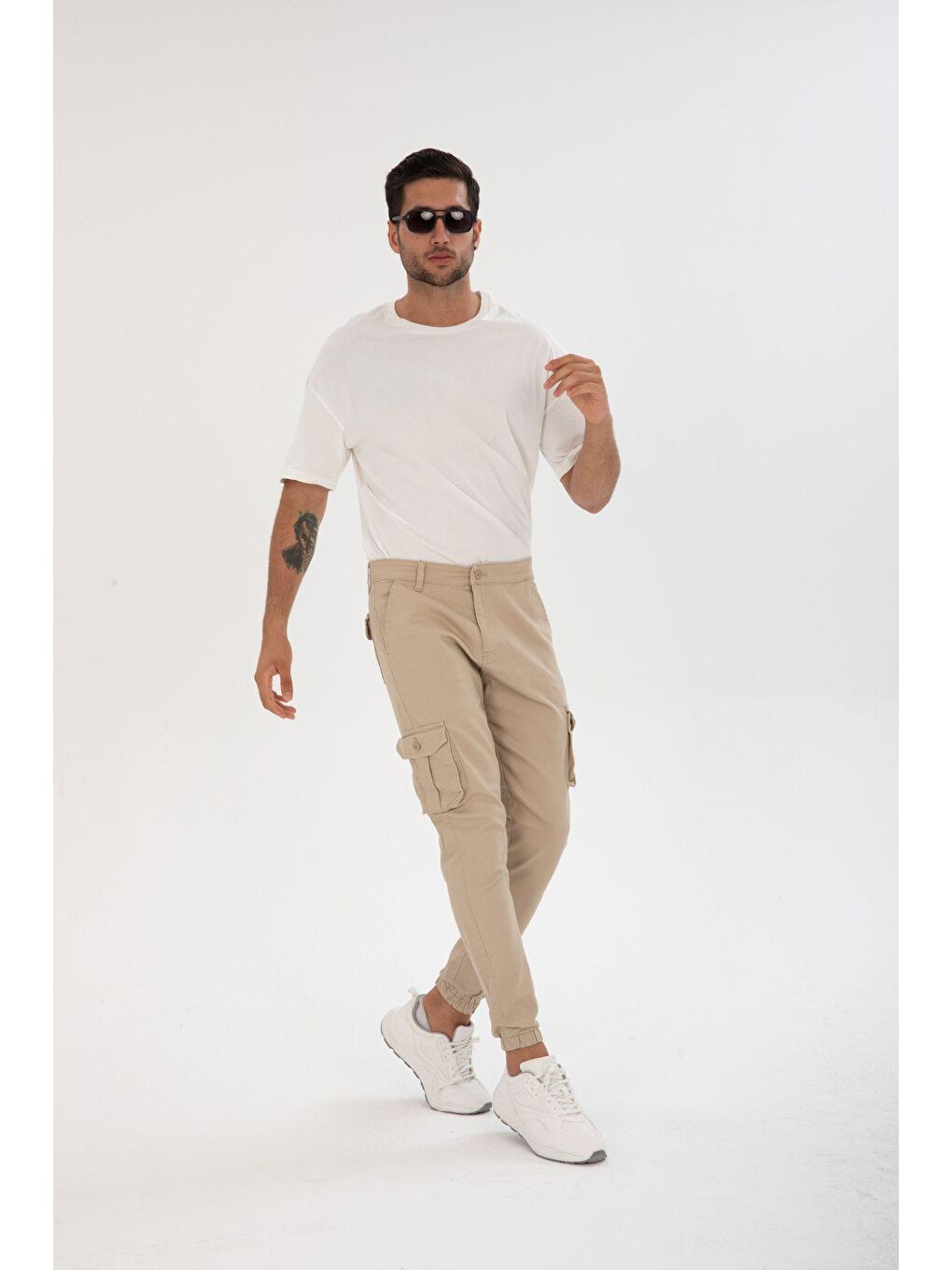 Tarz Cool Vizon Erkek Slim Fit Kargo Cep Likralı Pantolon - 1