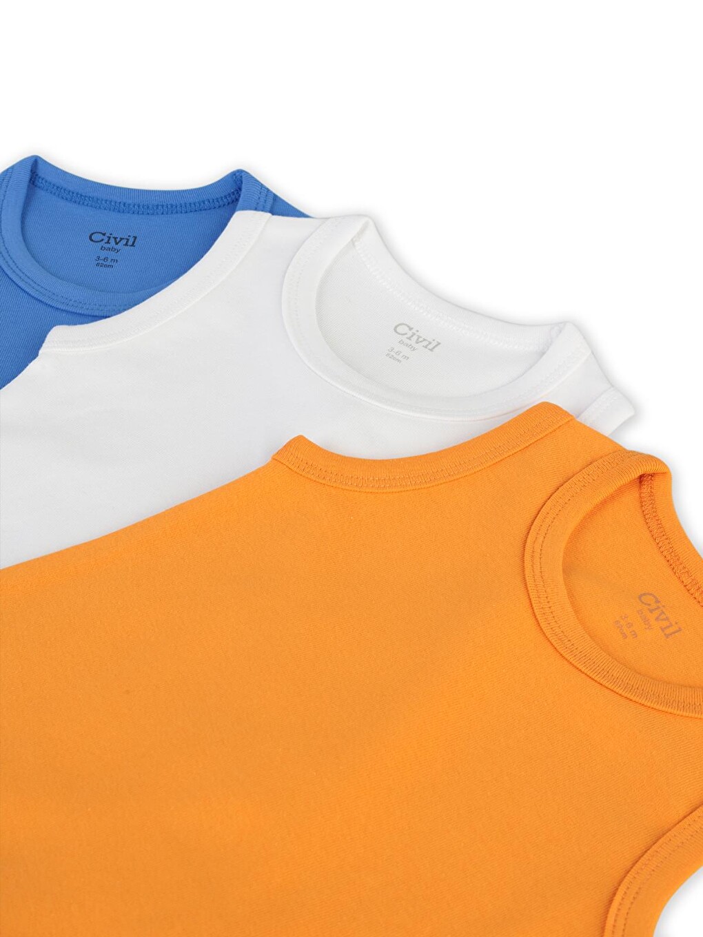 Baby 3'lü Düz Sıfır Kol 0-36 Ay Çıtçıtlı Badi - Turuncu-8