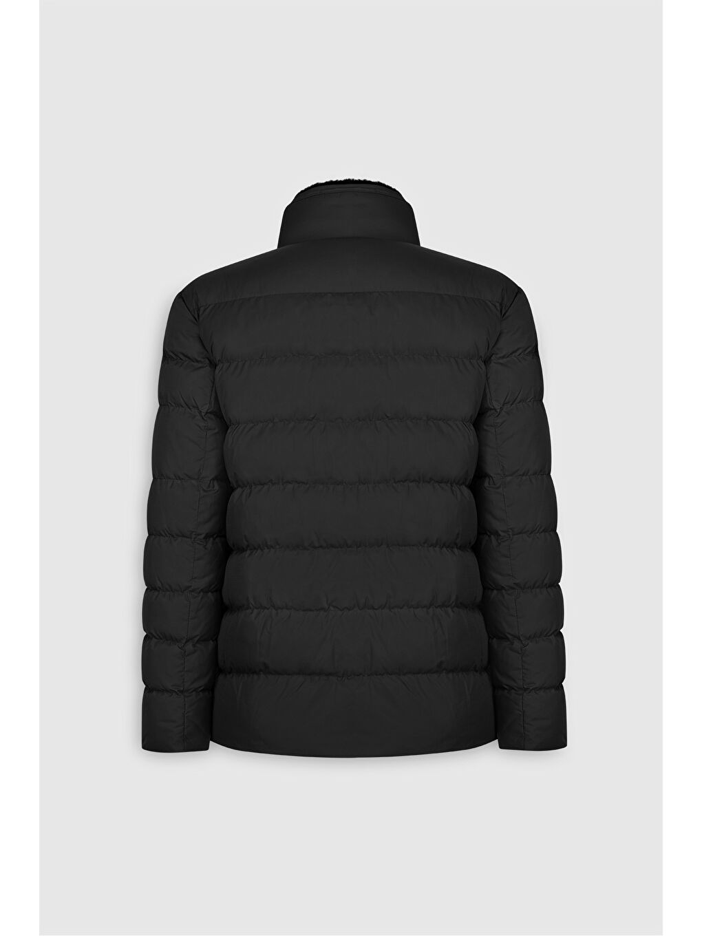 Erkek Siyah Standart Fit Normal Kesim Dik Yaka Yan Cepli Kaban-10