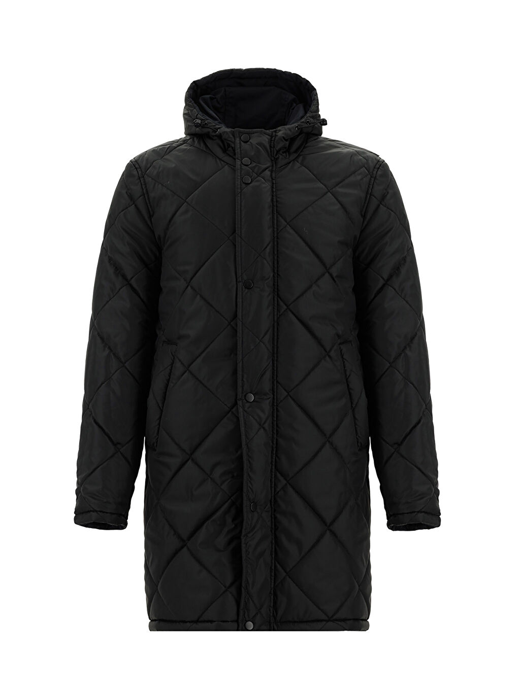 Lacivert Kapüşonlu Çift Taraflı Şişme Spor Kaban-1