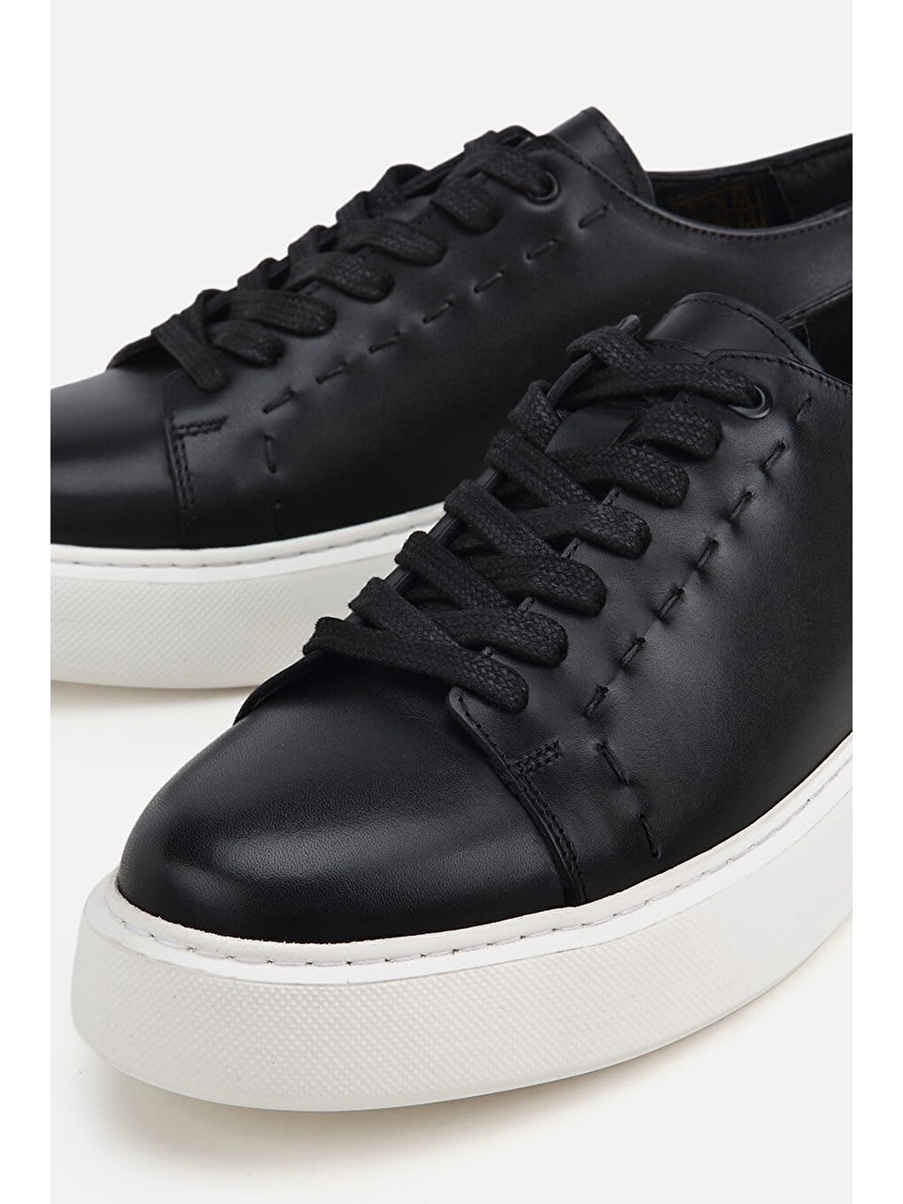 Erkek Siyah Bağcıklı Kalın Tabanlı Günlük Sneaker-2