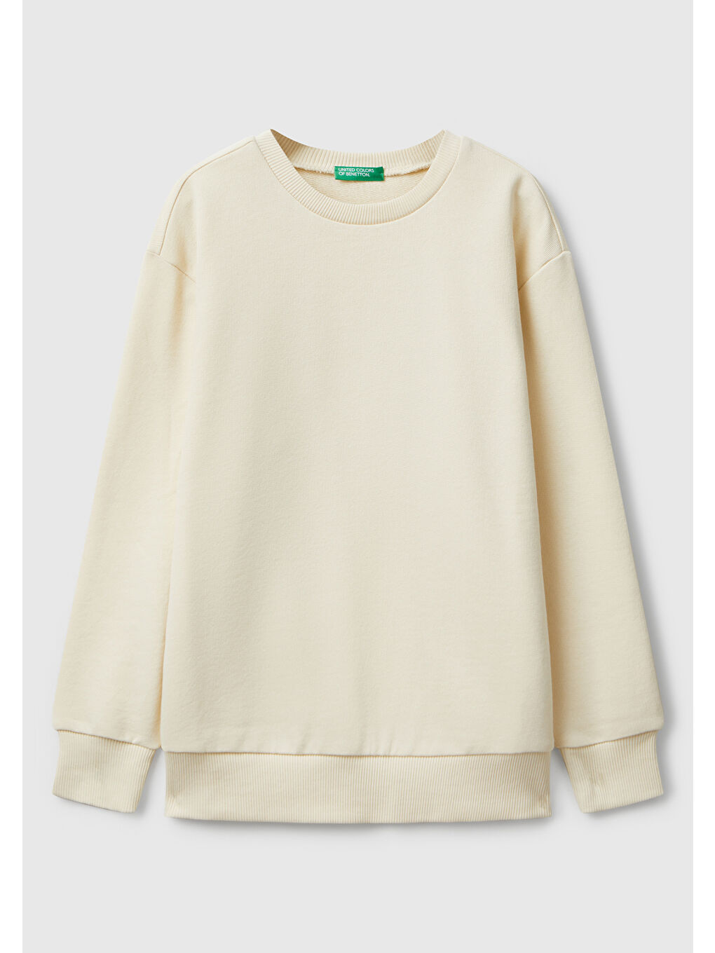 Ekru Erkek Çocuk Krem Baskı Detaylı Bisiklet Yaka Relaxed Fit Sweatshirt