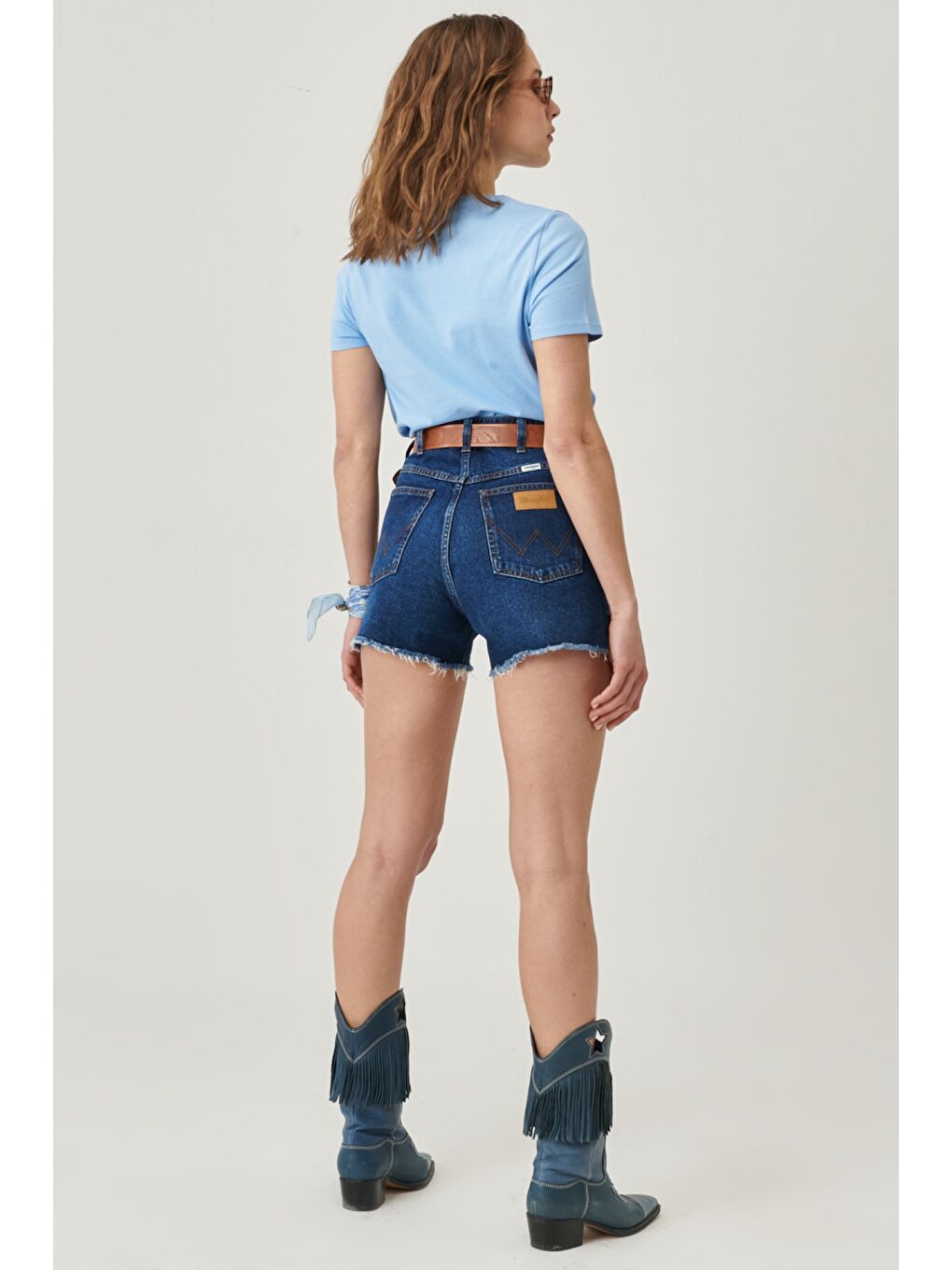 Lacivert Regular Fit Normal Kesim Yüksek Bel %100 Pamuk Jean Şort-4