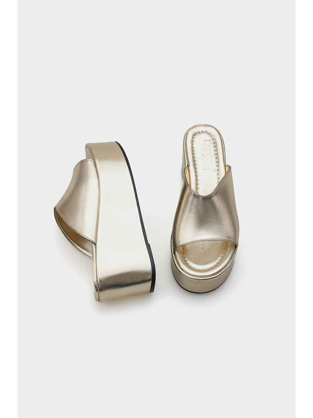 Sarı Marta Platform Metalik Tek Bantlı Kadın Terlik-4