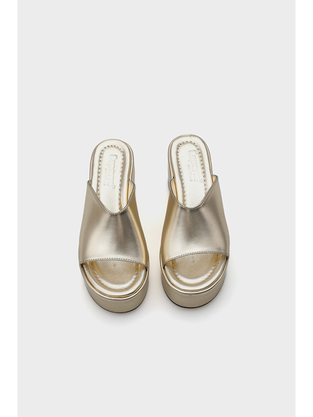 Sarı Marta Platform Metalik Tek Bantlı Kadın Terlik-5