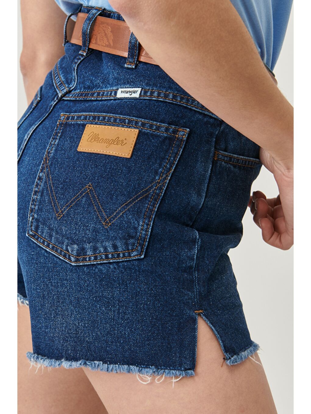 Lacivert Regular Fit Normal Kesim Yüksek Bel %100 Pamuk Jean Şort-5