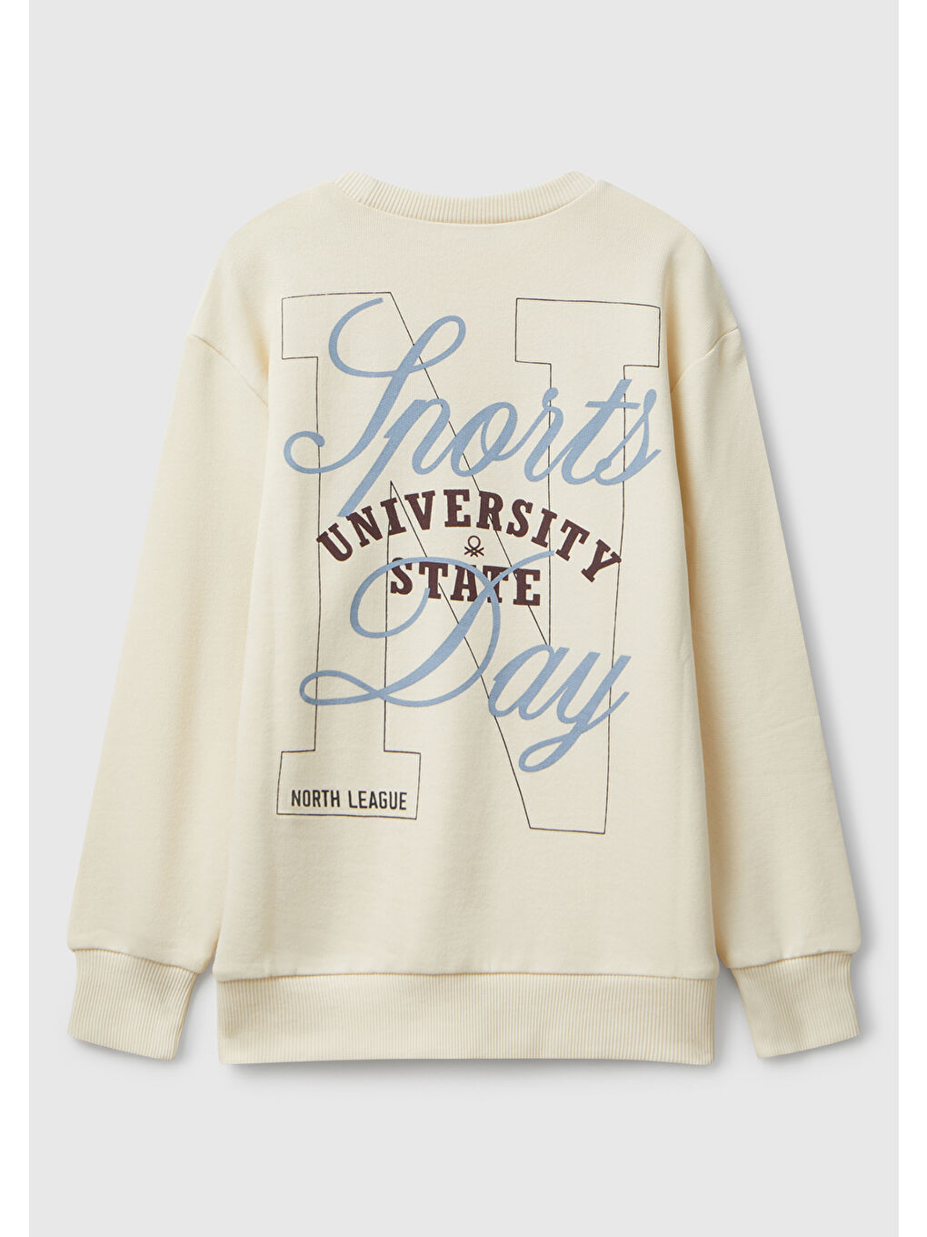 Ekru Erkek Çocuk Krem Baskı Detaylı Bisiklet Yaka Relaxed Fit Sweatshirt-1