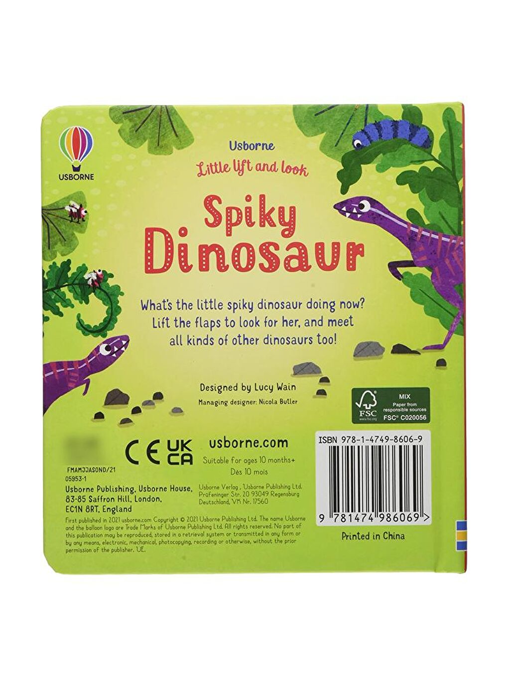 Usborne Renksiz Lift and Look Spiky Dinosaur - 1