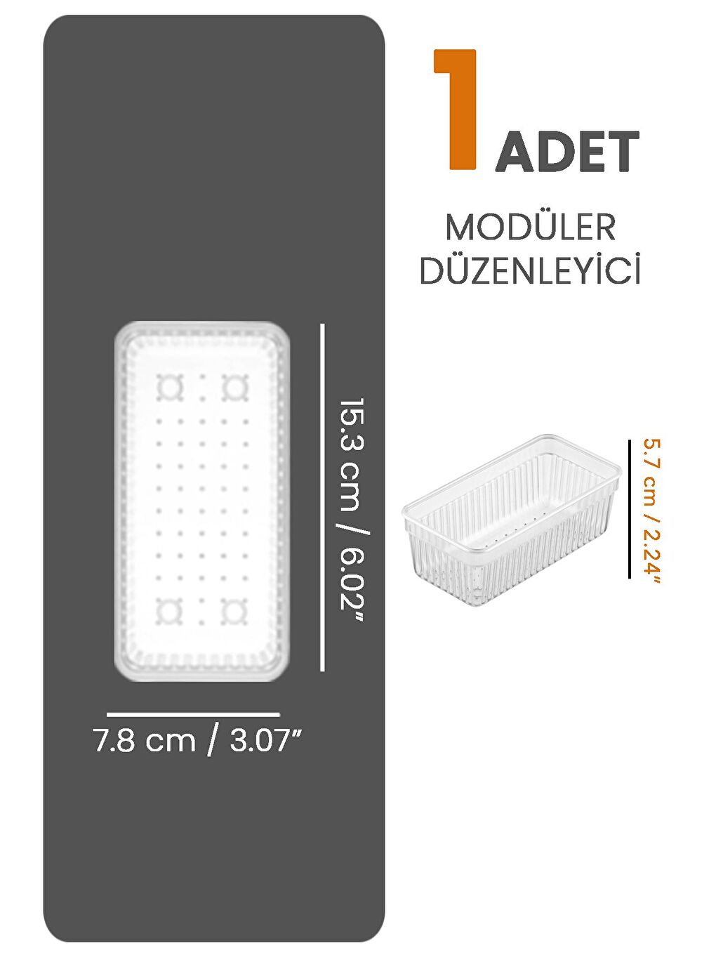Modüler Çekmece İçi Düzenleyici Banyo Makyaj Takı Organizer Ofis Düzenleyici 15 3 x 7 8 cm Şeffaf-1