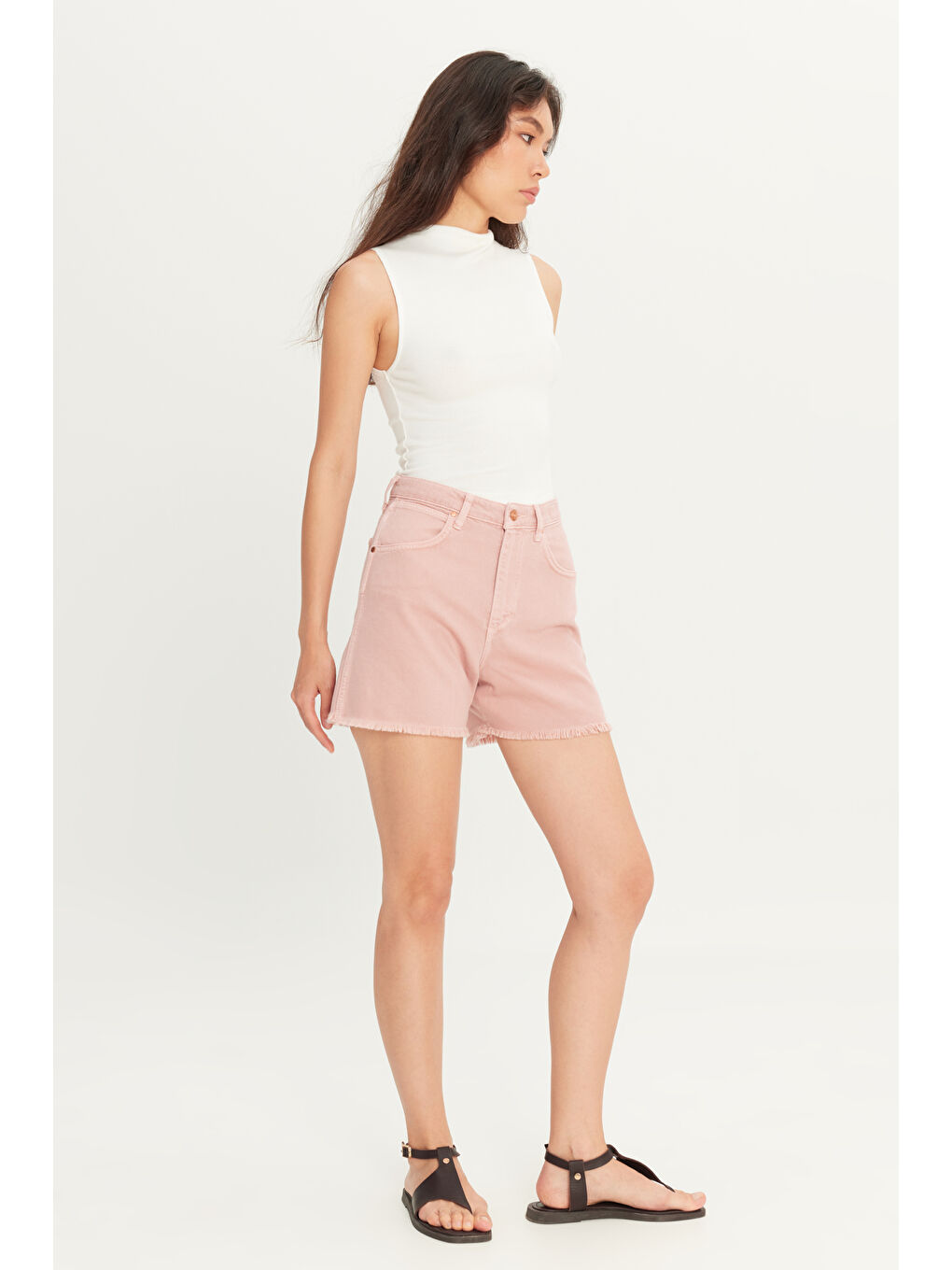 Pembe Regular Fit Rahat Kesim 5 Cep Esnek Jean Şort-2