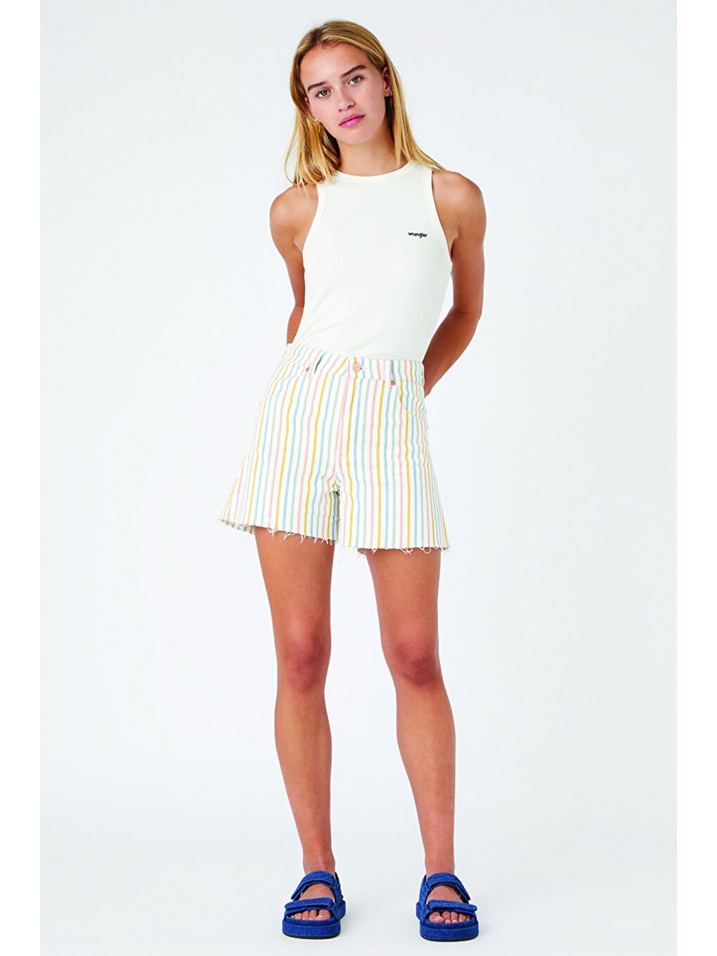 Beyaz Regular Fit Rahat Kesim Esnek Jean Şort-2