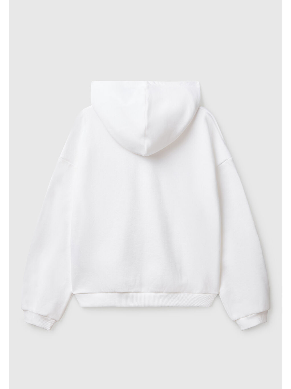 Kız Çocuk Beyaz Benetton Logo Baskılı Kapüşonlu Sweatshirt-1