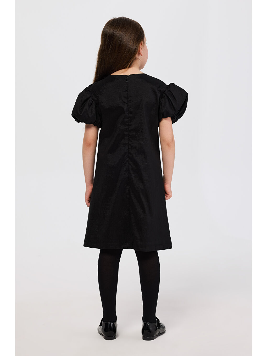 Kız Çocuk Fiyonklu Siyah Parti Elbisesi-6