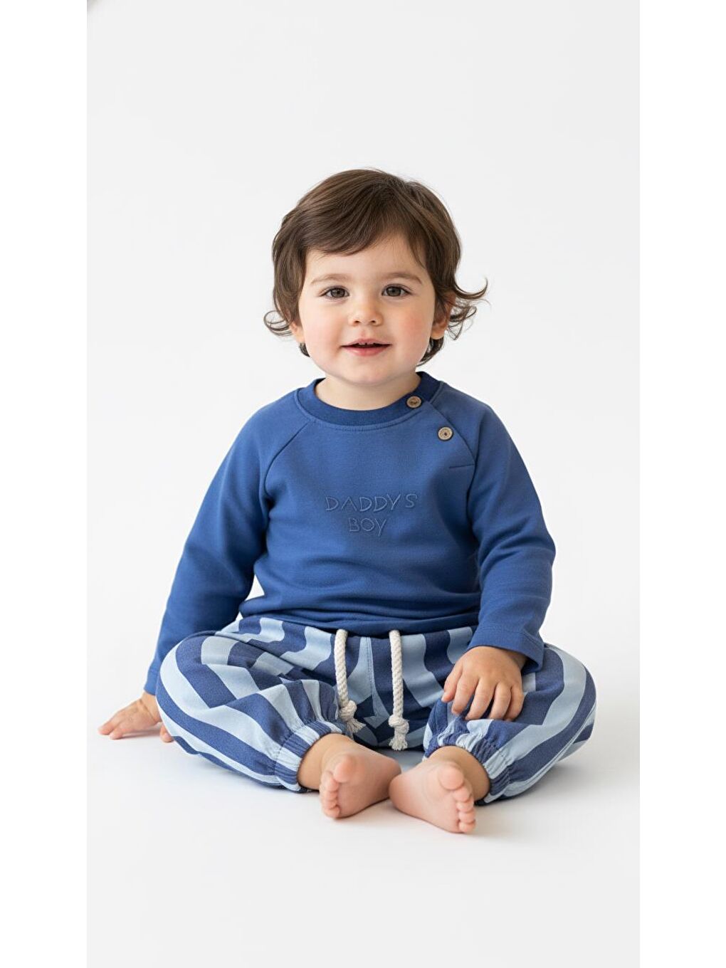 İndigo Çizgili Mummy&Dadys Boy 2 Li Takım-2