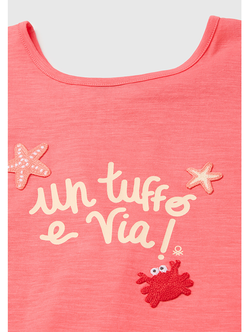 Kız Bebek Mercan Arkası Fiyonk Detaylı Kimono Kollu T-Shirt-2