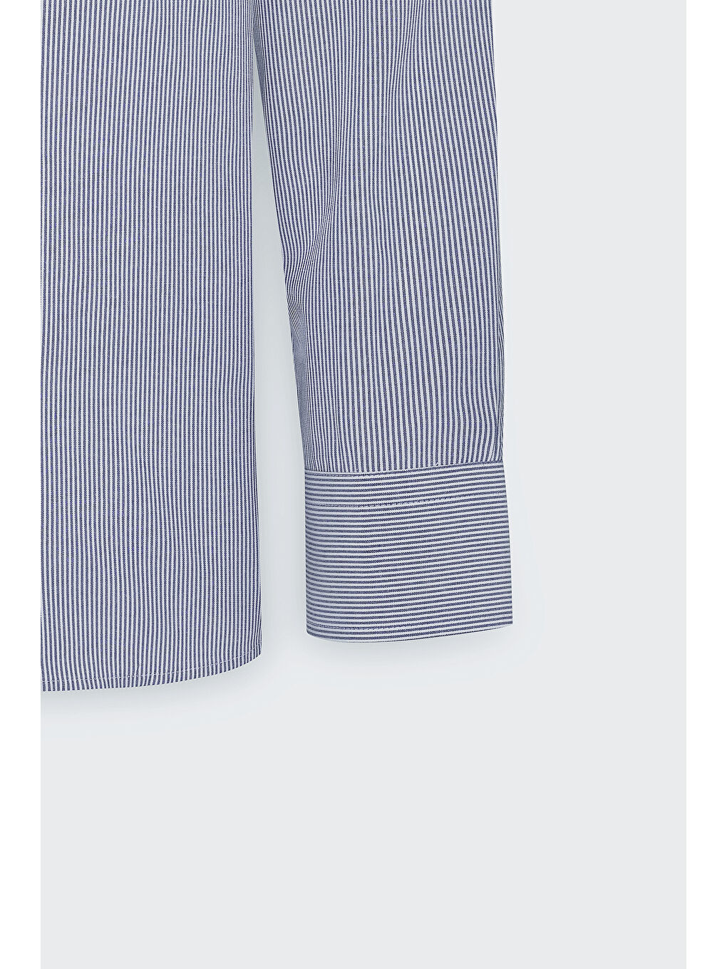 Erkek Beyaz-Mavi Slim Fit Dar Kesim Düğmeli Yaka Çizgili Gömlek-7