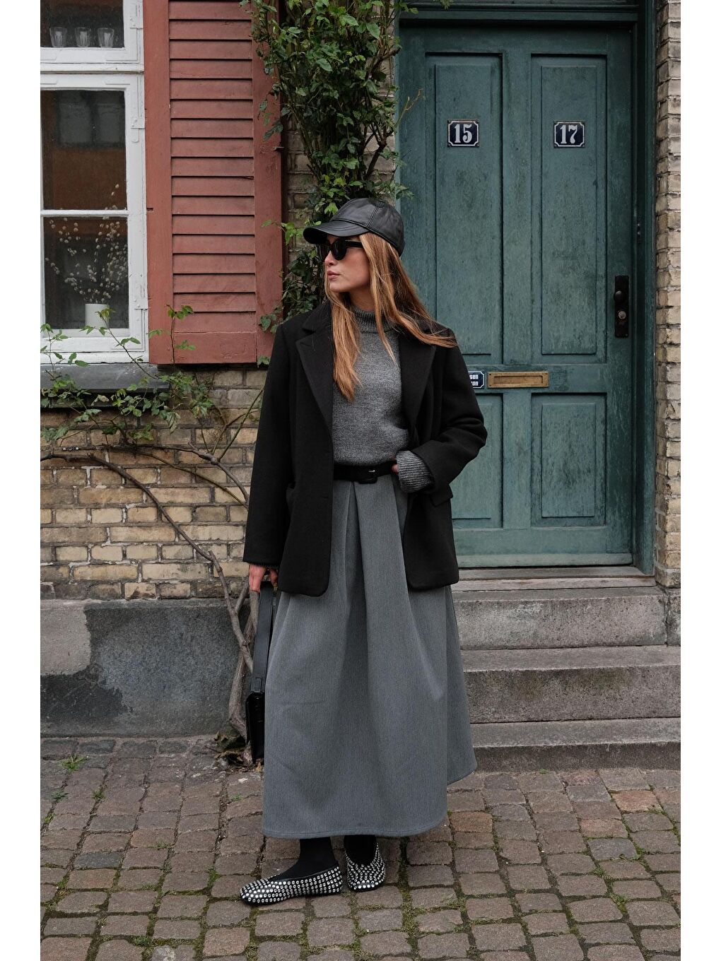 Sandra Pileli Etek Gri-2