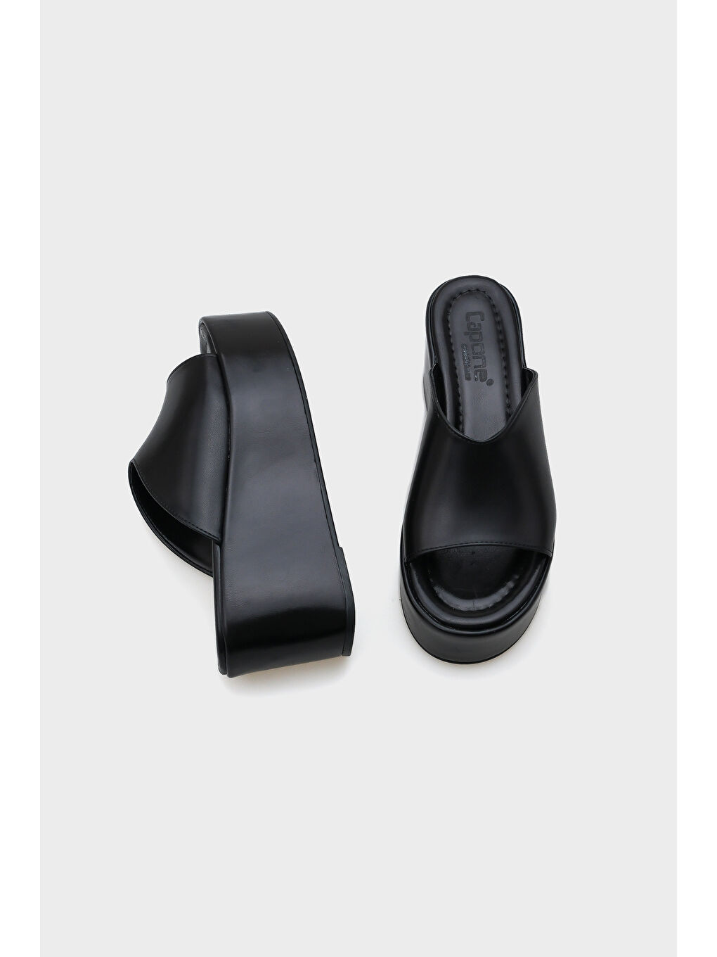 Siyah Marta Platform Metalik Tek Bantlı Kadın Terlik-4