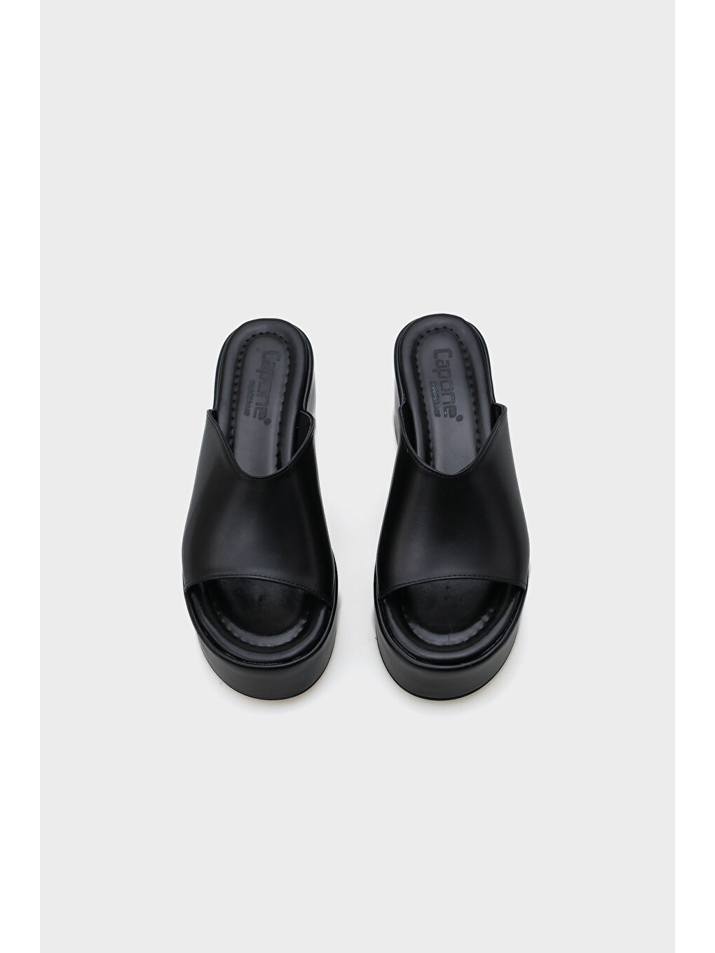 Siyah Marta Platform Metalik Tek Bantlı Kadın Terlik-5